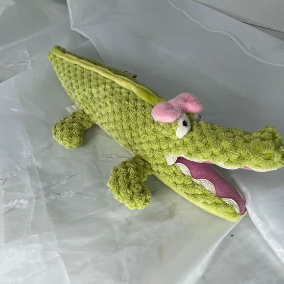 Maison Chic 9” Alligator plush rattle textured Nursery Jungle toy - Picture 2 of 6